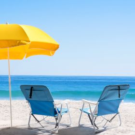 Beach Chair, Blue Oxford Cloth, White Iron Frame