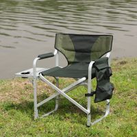 1-Piece Padded Folding Chair with Side Table and Storage Pockets