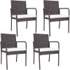 Outdoor Patio Rattan Dining Chairs Cushioned Sofa 4 Pcs Set