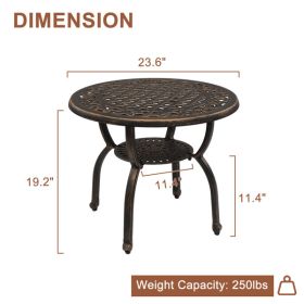 Cast Aluminum Outdoor Side Table, Round End Table