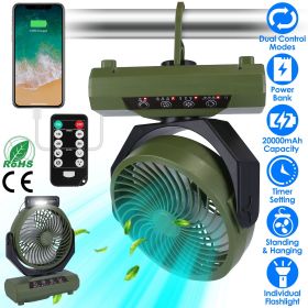 Rechargeable Oscillating Camping Fan with Flashlight Remote Control