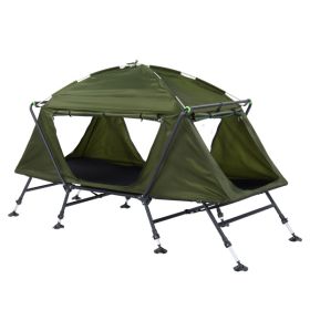 Collapsible Camping Tent with Integrated Cot Green