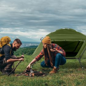 Military Green Camping Tent with Storage Bag and Adjustable Leg Brackets