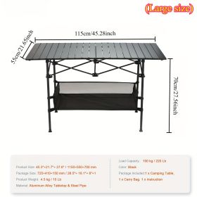 Adjustable Height Folding Camping Table, Portable Roll-up Aluminum Outdoor Table with Large Storage Bag & Carrying Case