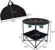 Collapsible Round Table 4 Cup Holders and Carry Bag