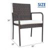 Outdoor Patio Rattan Dining Chairs Cushioned Sofa 4 Pcs Set