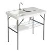 Rectangular Foldable Table With Barbed Wire Outdoor Fish Cleaning