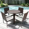 Outdoor Patio Rattan Dining Chairs Cushioned Sofa 4 Pcs Set