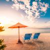 Beach Chair, Blue Oxford Cloth, White Iron Frame