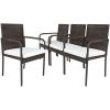 Outdoor Patio Rattan Dining Chairs Cushioned Sofa 4 Pcs Set