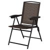 4 Pcs Folding Sling Chairs With Steel Armrest And Adjustable Back