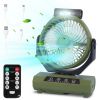 Rechargeable Oscillating Camping Fan with Flashlight Remote Control