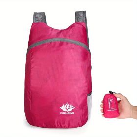 Portable And Foldable Small Backpack (Color: Rose Red)