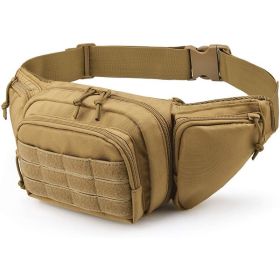 1pc Multifunctional Shoulder Tactical Waist Bag (Color: Khaki)