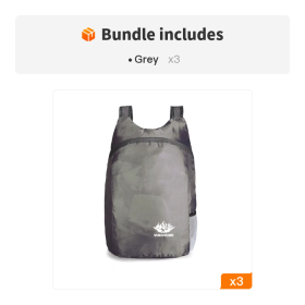 Lightweight Backpack; Waterproof Folding Backpack (Color: Grey*3)