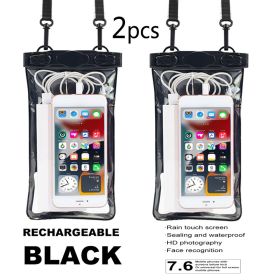 Oversized Mobile Phone Waterproof Dustproof Bag Touch Screen (Color: 2pcs- Black)