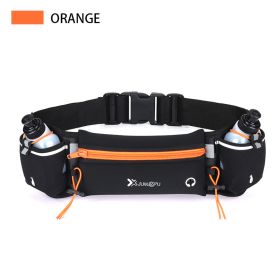 Adjustable Belt Fanny Pack With 2 Water Bottle Holder (Color: Orange)