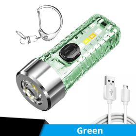 Mini LED Flashlight With Keychain (Color: Green)