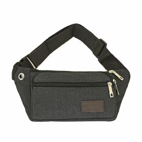 Multifunctional Canvas Waist Bag Fanny Pack (Color: Black)