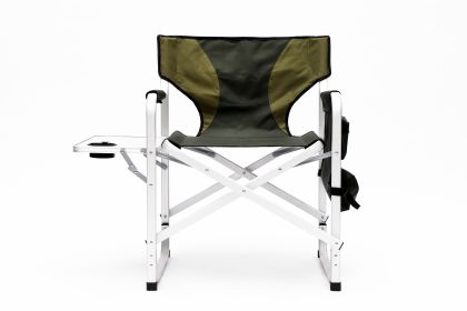 Padded Folding Outdoor Chair with Side Table and Storage Pockets (Color: Green)