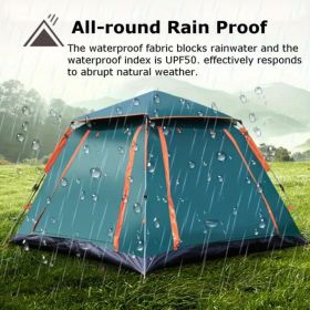 2-3 Person Camping Tent Foldable Waterproof Tent with 2 Mosquito Nets Windows (Color: Green)