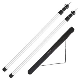 2Pcs Telescopic, Aluminum Awning Poles 3ft to 7.5ft (Color: Black)