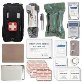 Field First Aid Kit | 44 Piece | Compact Personal First Aid Kit (Color: Black)