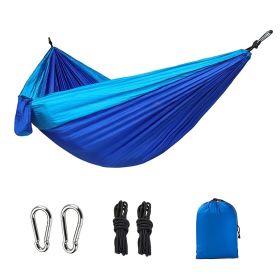 Camping Hammock; Portable Nylon Parachute Hammock (Color: 106*55in Sapphire Blue And Sky Blue)