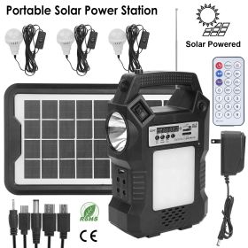 Portable Solar Power Station Rechargeable Backup Power Bank (Color: Black)