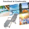 Set of 2 Reclining Lawn Chairs Adjustable Folding with Pillow