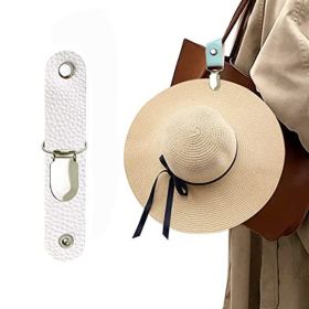 Leather Hat Holder Clip For Travel On Luggage (Color: White)