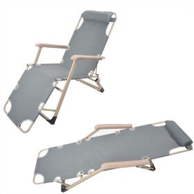 Set of 2 Reclining Lawn Chairs Adjustable Folding with Pillow (sku: KM2245-L-G-2)