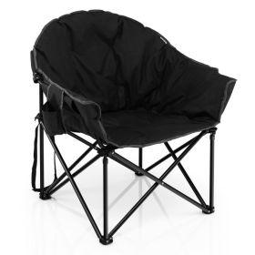 Folding Padded Chair with Carrying Bag (Color: Black)