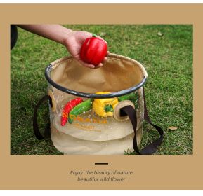 30L Folding Bucket; Dishwashing Telescopic Fishing Bucket (select: Outdoor folding bucket-Khaki)