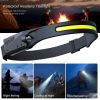 COB LED Headlamp Flashlight USB Rechargeable