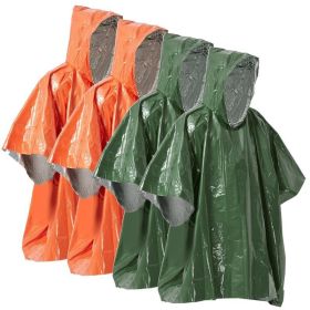 Emergency Rain Poncho, Weather Proof, Survival Gear (Type: Camping supplies, Color: Orange & Green)