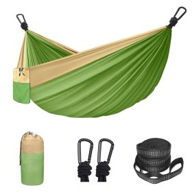 Camping Hammock Double & Single With 2 Tree Straps And 2 Carabiners (Color: Green, size: 106.3x55.12inch)