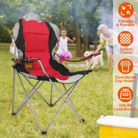 Foldable Camping Chair Heavy Duty Steel (Color: Red)