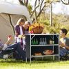 Folding Camping Table with 2-Tier Open Shelves