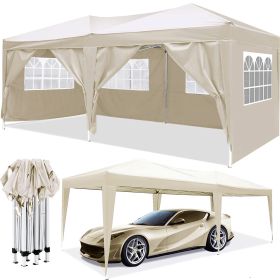 10'x20' EZ Pop Up Canopy Party Folding Tent (Color: Beige)