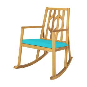 Wood Rocking Chair Sofa with Armrest and Cushion (Color: turquoise)