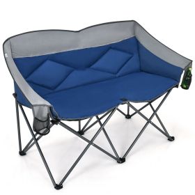 Folding Camping Chair with Padded Backrest (Color: Blue)